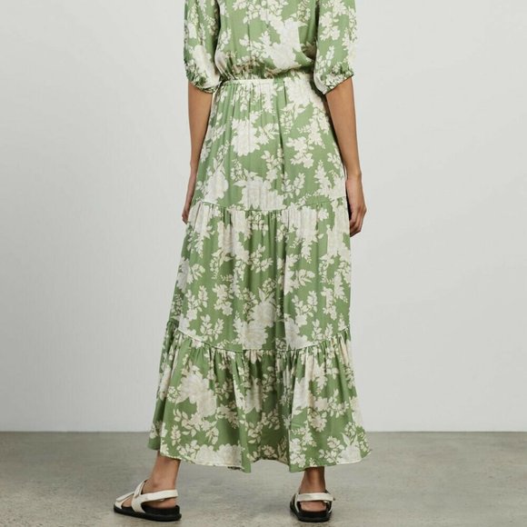 KIVARI Yara Floral Apple Green Tie Front Maxi Dress NWT - Picture 8 of 16